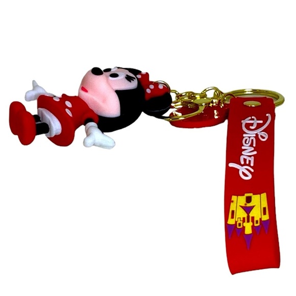 Disney Keychain Minnie Mouse Cartoon Silicone Pendant Keyring 3D Key Ring NEW - Picture 8 of 16